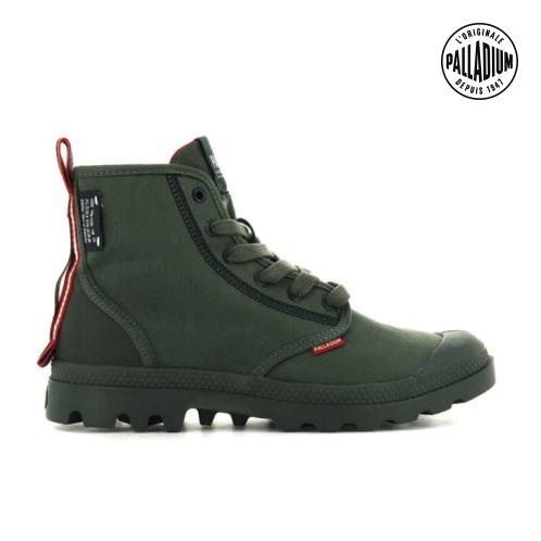 Palladium Pampa Dare 2 Survive Men's Boots Olive | UK F604-IDK